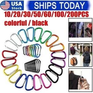 10 PCS Aluminum Carabiner D Shape Spring Clip Snap Key Hook Keychain Buckle